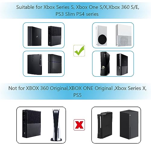 Chanvoo No Drill Aluminum Universal Under Desk Mount Holder for Xbox Series S, Xbox One S/X, Xbox 360, PS4 Slim/Pro, Desktop Mini PC with Adhesive (Black)