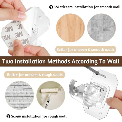 2PCS No Drill Curtain Rod Brackets,Curtain Rod Holders No Drilling,Adhesive Curtain Rod Hooks,Nail Free Adjustable Curtain Hangers,Lokinsetin Perforated Non Nail Screw Stick On Sticky Drape Pole Stand