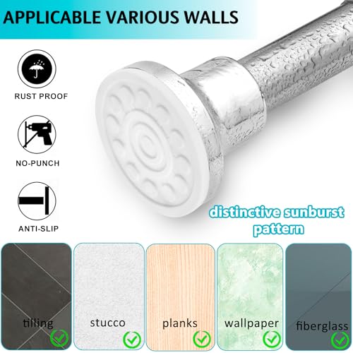 Shower Curtain Rod, Adjustable 31-88 Inch Silver Shower Rod 1 Inch Diameter Spring Tension Curtain Rod Stainless Steel Telescoping Rod No Drill, Easy Install, No Rust, for Closet Bathroom Windows