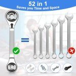 52-in-1 Universal Adjustable Ratchet Wrench Tool