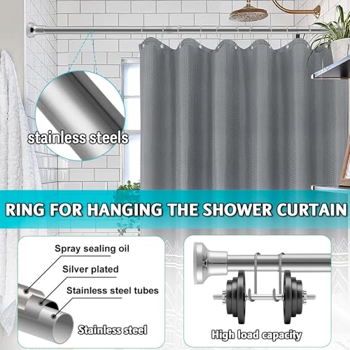 Shower Curtain Rod, Adjustable 31-88 Inch Silver Shower Rod 1 Inch Diameter Spring Tension Curtain Rod Stainless Steel Telescoping Rod No Drill, Easy Install, No Rust, for Closet Bathroom Windows
