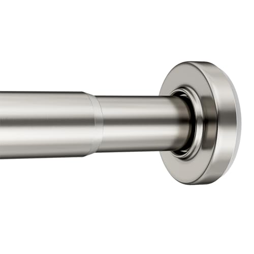 AmazerBath Spring Tension Shower Curtain Rod, 31-75 Inches Heavy Duty Shower Curtain Rod Rust Proof Bathroom Curtain Rod, Adjustable Shower Curtain Rod No Drill Easy Segmented Installation, Nickel