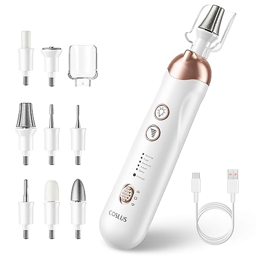 Professional Manicure Pedicure Kit Cordless: 8 in 1 Electric Nail File Set, 5 Speed Nail Drill for Thick Nail Toenail Cuticle, LED Hand Foot Care Trimmer Buffer for Women Men Baby Pets