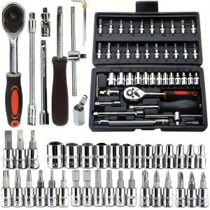 46-Piece Socket Wrench and Ratchet Tool Set