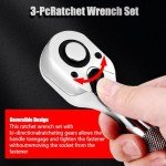 DSBYKJ Mini 3-Piece Ratchet Socket Wrench Set