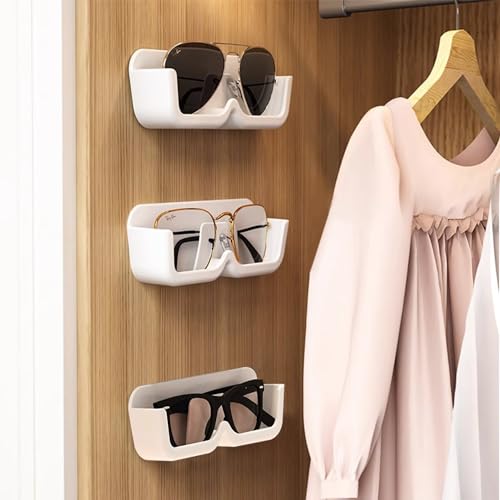 LCHJDJX 3pcs Sunglasses Holder Wall Mounted, Sunglasses Organizer Wall, Eyeglasses Glasses Display Stand for Wall，Drill-free Glasses Display Stand, Glasses Holder for Bathroom/Bedroom/Office/Door
