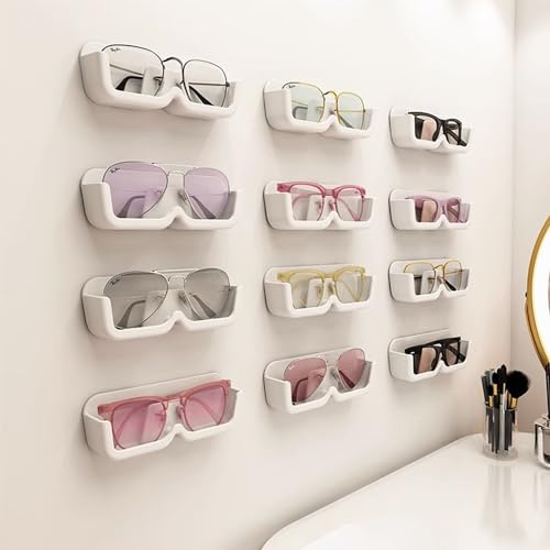 LCHJDJX 3pcs Sunglasses Holder Wall Mounted, Sunglasses Organizer Wall, Eyeglasses Glasses Display Stand for Wall，Drill-free Glasses Display Stand, Glasses Holder for Bathroom/Bedroom/Office/Door