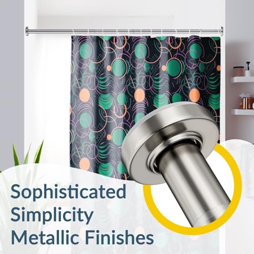 AmazerBath Spring Tension Shower Curtain Rod, 31-75 Inches Heavy Duty Shower Curtain Rod Rust Proof Bathroom Curtain Rod, Adjustable Shower Curtain Rod No Drill Easy Segmented Installation, Nickel