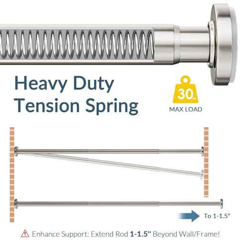 AmazerBath Spring Tension Shower Curtain Rod, 31-75 Inches Heavy Duty Shower Curtain Rod Rust Proof Bathroom Curtain Rod, Adjustable Shower Curtain Rod No Drill Easy Segmented Installation, Nickel