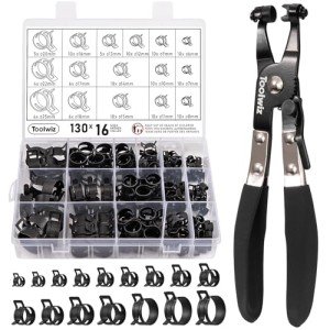 130-Piece Spring Hose Clamps with Pliers Set