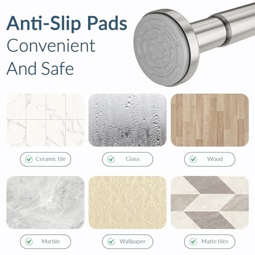 AmazerBath Spring Tension Shower Curtain Rod, 31-75 Inches Heavy Duty Shower Curtain Rod Rust Proof Bathroom Curtain Rod, Adjustable Shower Curtain Rod No Drill Easy Segmented Installation, Nickel