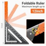 Preciva 12" Foldable Carpenter Square Ruler Tool