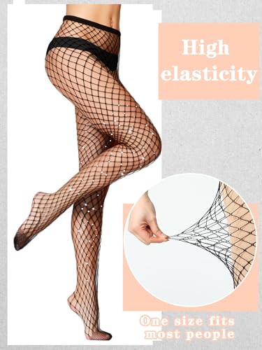 Ramede 6 Pairs Women Fishnet Stockings Tights Patterned Tights Fishnet Leggings Waist High Pantyhose for Halloween Girls (Mesh Drill, Rhombus Grid)