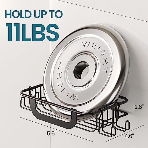 TAILI Soap Dish Bar Soap Holder Suction Cup with Hooks, Soap Bar Holder for Shower Wall, Soap Saver Tray for Bathroom, Tub, Rustproof Stainless Steel Sponge Holder for Kitchen, Drill-Free,Black