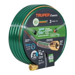 Truper 25m High-Pressure Reinforced Hose with Brass Fittings