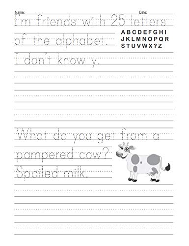 Handwriting Practice Book for Kids Ages 6-10 : Printing workbook for Grades 1, 2 & 3, Learn to Trace Alphabet Letters and Numbers 1-100, Sight Words, ... and Math Drills for Grades 1, 2, 3 & 4)