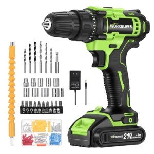 WorkBless 21V Cordless Power Drill Set with Bits
