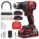 INSPIRITECH 20V Cordless Drill, Brushless Power Drill Set with 2 Batteries and Charger,1/2-Inch Electric Driver,22 Torque Setting, Bits and Tool Bag Included