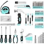 DEKOPRO Drill Set: Tool Set with 8V Cordless Drill, Home Tool Kit with Drill, Hand Tool Kits for Women 126 Piece, Turquoise