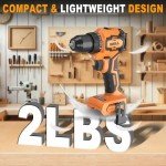 Cordless Drill (Tool Only) for Dewalt 20V Max Battery, Up to 620 In-lbs Brushless 3/8" Power Drill, 2-Speed Lightweight, with Tool Bag, LED Light