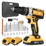 JENABOM Cordless Drill Set 21V, Electric Screwdriver with 2 Batteries 2000mAh, 25+3 Torque Cordless Hammer Drill, 2-Speed, 42N.m Max, LED Work Light for Home and Garden DIY Project