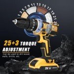 JENABOM Cordless Drill Set 21V, Electric Screwdriver with 2 Batteries 2000mAh, 25+3 Torque Cordless Hammer Drill, 2-Speed, 42N.m Max, LED Work Light for Home and Garden DIY Project