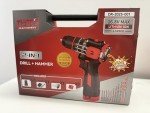 Thor's Machinery 2-in-1 Drill & Hammer, 16.8V Cordless Brushless Drill Set – 2-Speed, 3/8'' Keyless Chuck, LED, 2 Batteries, 1 Charger, 12-Piece Bit Set, 1 Hammer-Plate & 1 Bit Holder Attachment
