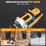 JENABOM Cordless Drill Set 21V, Electric Screwdriver with 2 Batteries 2000mAh, 25+3 Torque Cordless Hammer Drill, 2-Speed, 42N.m Max, LED Work Light for Home and Garden DIY Project