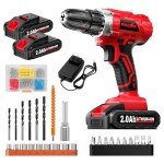 FULLYEA Power Drill Set, 21V Cordless Drills with 2 Batteries & Charger, Electric Drill/Driver Kit, 3/8'' Keyless Chuck, 25+1 Torque Setting, Built-in LED, 2 Variable Speed