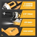 JENABOM Cordless Drill Set 21V, Electric Screwdriver with 2 Batteries 2000mAh, 25+3 Torque Cordless Hammer Drill, 2-Speed, 42N.m Max, LED Work Light for Home and Garden DIY Project