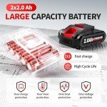 FULLYEA Power Drill Set, 21V Cordless Drills with 2 Batteries & Charger, Electric Drill/Driver Kit, 3/8'' Keyless Chuck, 25+1 Torque Setting, Built-in LED, 2 Variable Speed