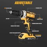JENABOM Cordless Drill Set 21V, Electric Screwdriver with 2 Batteries 2000mAh, 25+3 Torque Cordless Hammer Drill, 2-Speed, 42N.m Max, LED Work Light for Home and Garden DIY Project