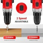 FULLYEA Power Drill Set, 21V Cordless Drills with 2 Batteries & Charger, Electric Drill/Driver Kit, 3/8'' Keyless Chuck, 25+1 Torque Setting, Built-in LED, 2 Variable Speed
