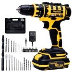 MoJoTools 20V Cordless Drill Kit with 49-Piece Accessories – Includes Twist, Wood, Cr-Plating & Flat Drill Bits, Chrome Bits, Sleeve Handles, 2 Batteries, Large Charger & BMC Toolbox