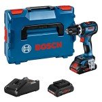 Bosch Professional 18V System GSB 18V-90 C Cordless Hammer Drill (Includes 2 x ProCORE Batteries 4.0 Ah, Charger GAL 18V-40, in L-BOXX), Blue, 06019K6104