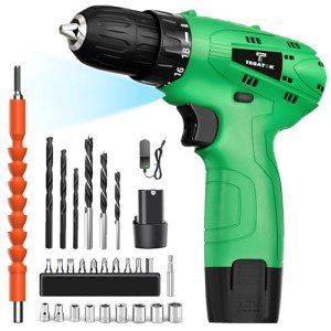 Tegatok Cordless Drill Set,12V Power Drill Set with Battery and Charger, Electric Driver Drills Bits, 3/8'' Keyless Chuck,18+1 Torque Setting with LED Electric Drills Set