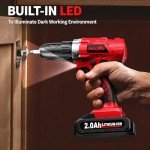 FULLYEA Power Drill Set, 21V Cordless Drills with 2 Batteries & Charger, Electric Drill/Driver Kit, 3/8'' Keyless Chuck, 25+1 Torque Setting, Built-in LED, 2 Variable Speed