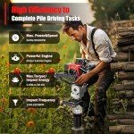 DELOPVIO 32.7CC Gas Powered T-Post Driver, 900W 2-stroke Garden Fencing Tool Farm Piling Driver, 8500RPM Gas Powered Pile Driver Fence Post Driver Portable Petrol Piledriver