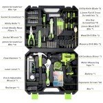 POWKITS Cordless Drill: 12V Power Drill Set with Lithium Battery, 142Pcs Electric Tools Set with 3/8"Keyless Chuck, Portable Household Basic Tool Kit with Tool Box for Home, Green