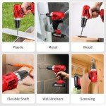 FULLYEA Power Drill Set, 21V Cordless Drills with 2 Batteries & Charger, Electric Drill/Driver Kit, 3/8'' Keyless Chuck, 25+1 Torque Setting, Built-in LED, 2 Variable Speed