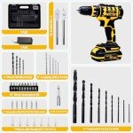 MoJoTools 20V Cordless Drill Kit with 49-Piece Accessories – Includes Twist, Wood, Cr-Plating & Flat Drill Bits, Chrome Bits, Sleeve Handles, 2 Batteries, Large Charger & BMC Toolbox