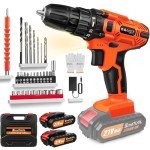 21V Cordless Drill, 45NM Electric Drill Power Drill Kit with Torque Rating 25+1, 3/8”Keyless Chuck Electric Driver with 2 Variable Speeds, 29pcs Drill/Driver Bits,2x2000mAh Cordless Drill Set for Home