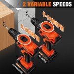 21V Cordless Drill, 45NM Electric Drill Power Drill Kit with Torque Rating 25+1, 3/8”Keyless Chuck Electric Driver with 2 Variable Speeds, 29pcs Drill/Driver Bits,2x2000mAh Cordless Drill Set for Home