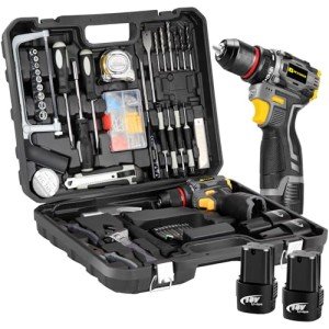 JEXUGK Cordless Drill Tool Set, 18V Brushless Compact Power Drill Kit with 2 Battery, 120 PCS Household Tool Kit with Driver Taladro, Men Electric Taladros Inalámbricos for Daily Home Repair