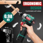 HYCHIKA Drill Set, True Brushless Power Drill Driver 16.8V Cordless Compact Drill Woman Man,410 IN-LB, LED Light,2 Variable Speed 23+1 Torque 3/8" Keyless Chuck, 1 Lithium-Ion Battery