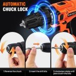 21V Cordless Drill, 45NM Electric Drill Power Drill Kit with Torque Rating 25+1, 3/8”Keyless Chuck Electric Driver with 2 Variable Speeds, 29pcs Drill/Driver Bits,2x2000mAh Cordless Drill Set for Home