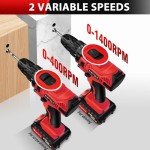 21V Cordless Drill Set, Electric Power Drill Set with Battery & Charger, Built-in LED, 3/8” Keyless Chuck, 2 Variable Speed, 398 In-lb Torque, 25+1 Position and 29pcs Drill/Driver Bits