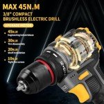JEXUGK Cordless Drill Tool Set, 18V Brushless Compact Power Drill Kit with 2 Battery, 120 PCS Household Tool Kit with Driver Taladro, Men Electric Taladros Inalámbricos for Daily Home Repair