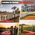 52cc Gas-Powered T Post Driver, 1900W 2 Stroke Single Cylinder Air-Cooled Gasoline Driver Hammer Drills, Garden Fencing Tools Fence Pile Driver with 2 Post Driver Heads (900W)