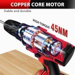 21V Cordless Drill Set, Electric Power Drill Set with Battery & Charger, Built-in LED, 3/8” Keyless Chuck, 2 Variable Speed, 398 In-lb Torque, 25+1 Position and 29pcs Drill/Driver Bits